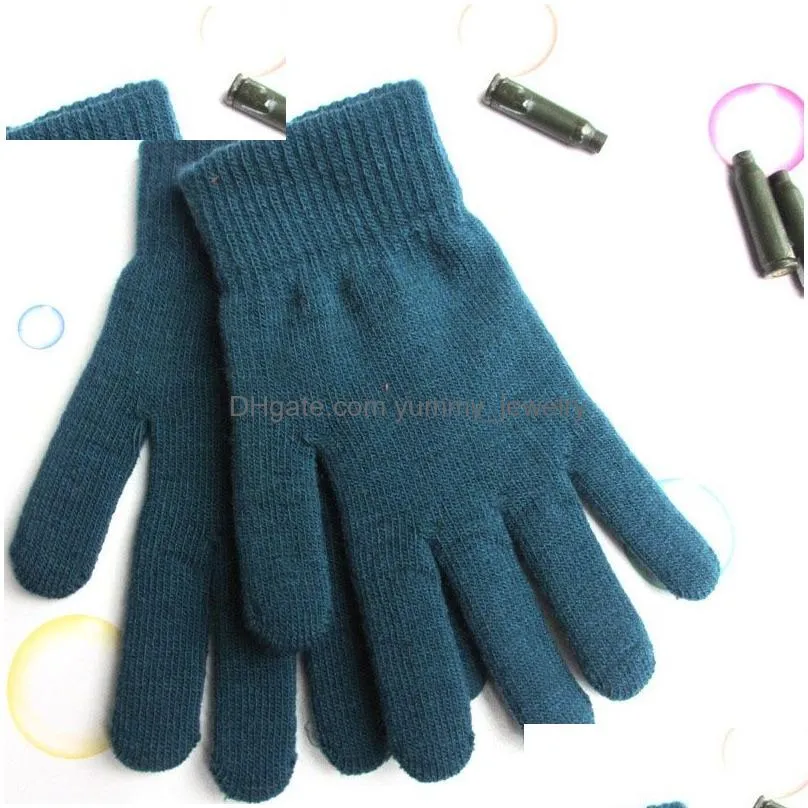 Fingerless Gloves Wholesale Winter Warm Gloves Thickened Plus Veet Elastic Knitted Five Finger Magic Mittens Drop Delivery Fashion Acc Dhhso