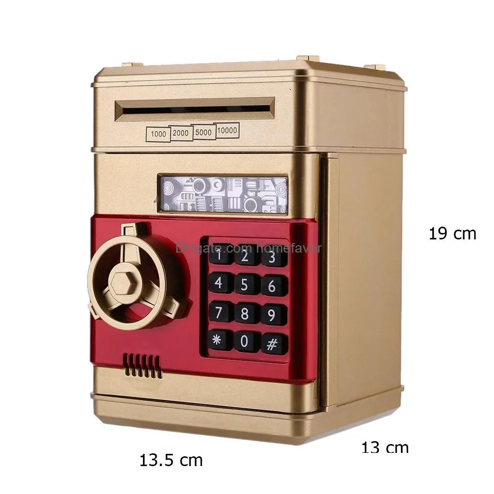 automatic deposit atm password money boxes cash coins saving box electronic piggy bank auto scroll paper banknote gift for kids 231225