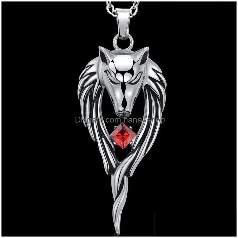 Pendant Necklaces 2022 Wolf Couple Necklace Heart Gothic Accessories Vintage Wholesale Items Indie Luxury Aesthetic Pendants Drop Del Dheta