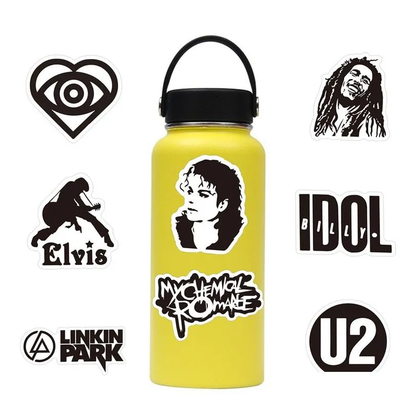 100pcs punk rock stickers rock and roll music sticker vinyl waterproof decals metal band for water bottle laptop skateboard computer phone adults teens kids