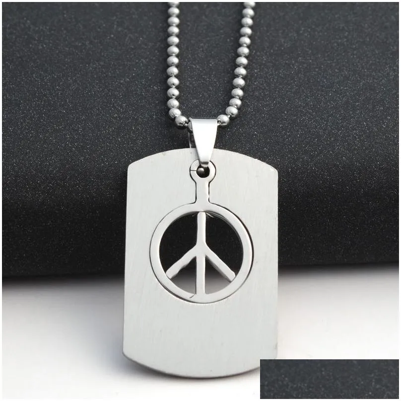 Pendant Necklaces Stainless Steel Necklace Fashion Boys Long Chain Anti-War Peace Sign Symbol Pendants Necklaces Drop Delivery Jewelry Dhrb5