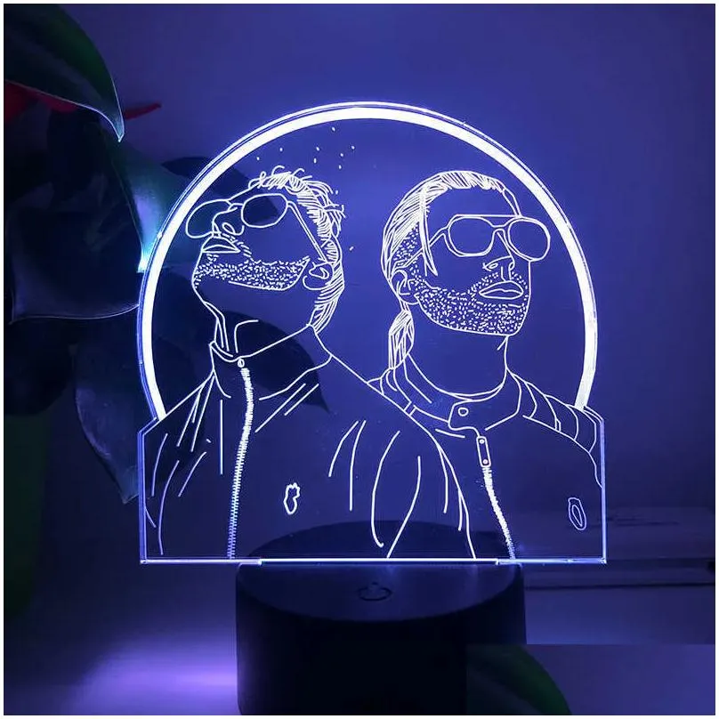 Other Home Decor 3D Led Night Light French Rap Group Pnl Home Decor Bedroom Cartoon Table 16Color Changing Touch Lamp For Fans Drop De Dh9Jl