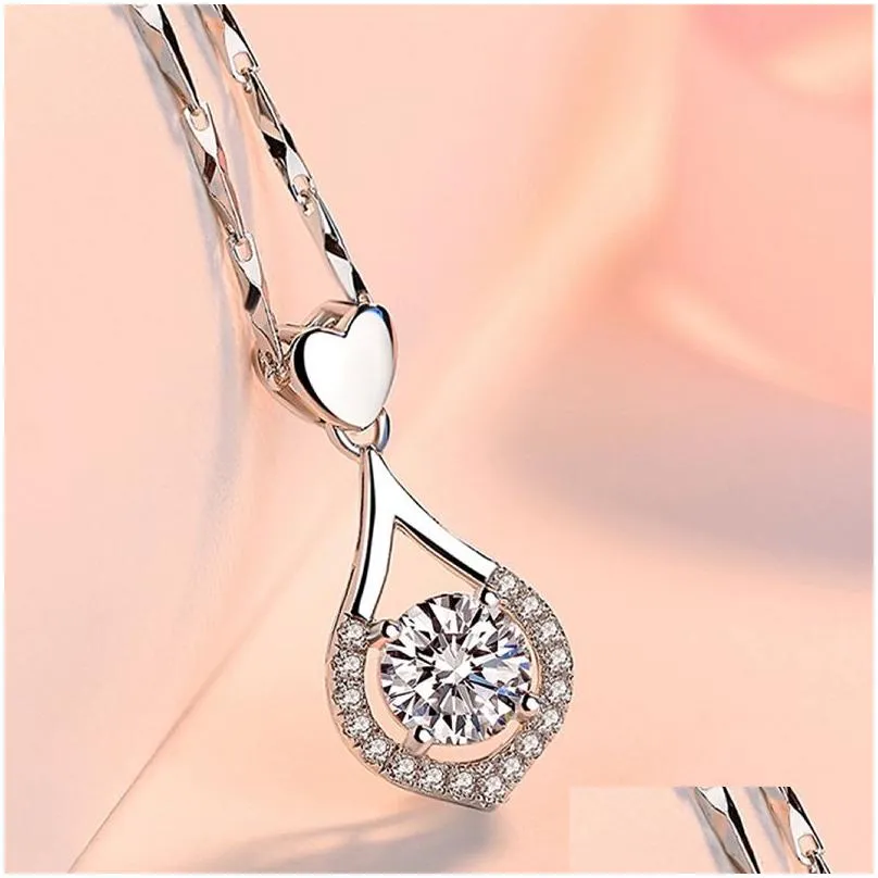 Pendant Necklaces Fashion Love Drop-Shaped Pendant Necklace Tenderness Like Water Zircon High-End Luxury Womens Gift Drop Delivery Jew Dhlho