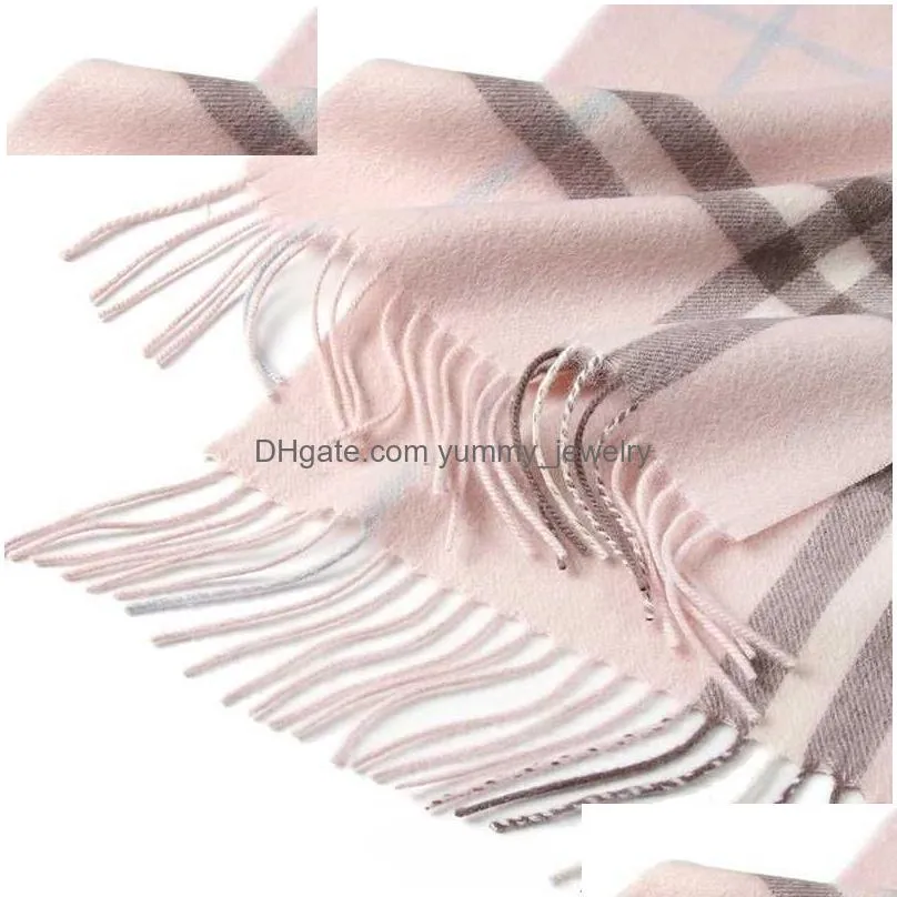 Scarves Longming New % Merino Wool Knitted Shawl Scarf Fashion Women Autumn Office Soft Warm Muffler Winter Classical Neckerchief Man Dhiwo