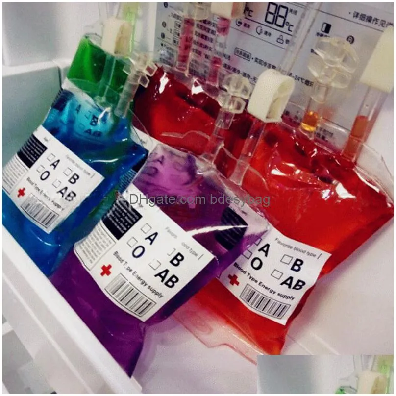 Other Kitchen, Dining & Bar 350Ml Transparent Clear Medical Pvc Material Reusable Blood Energy Drink Bag Halloween Vampire Drop Delive Dhz2Z