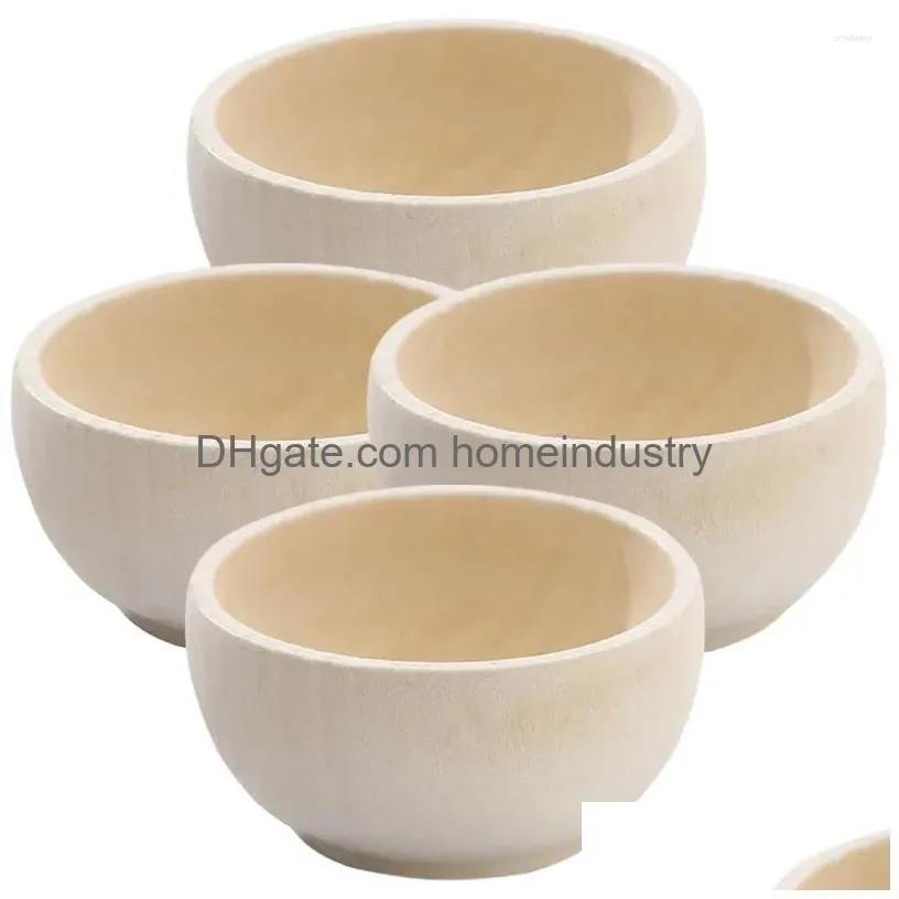 Dinnerware Sets 4Pcs Diy Wooden Playthings Bowl Toys Wood Bowls Microlandscape Drop Delivery Dhjny