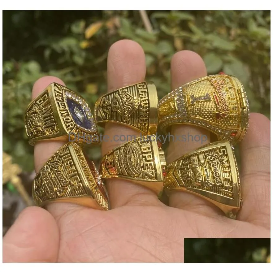 6pcs world series baseball team champions championship ring with wooden display box souvenir men fan gift 2021 2023 wholesale