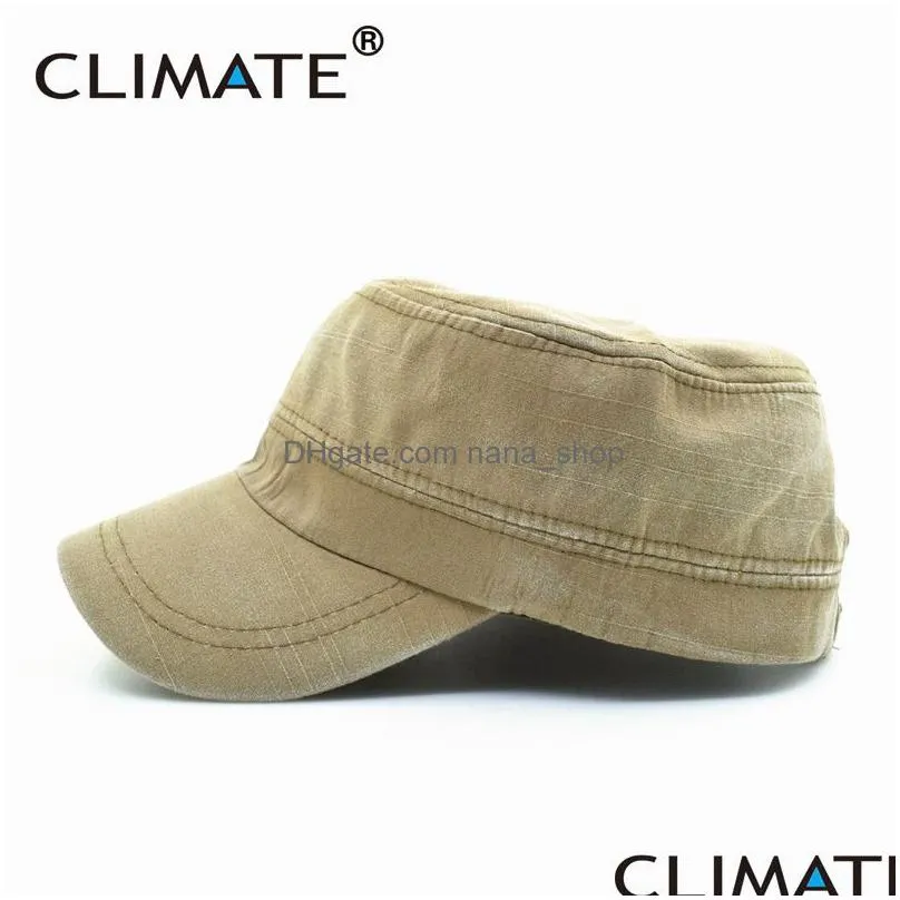 Ball Caps Climate 2021 Spring Simple Solid Heavy Washed Denim Cotton Flat Top Hat Men Women Adjustable Hunting Army Drop Delivery Dh3Lm