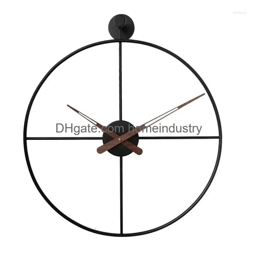 Wall Clocks Nordic Ins Simple Creative Clock Spanish Style Wrought Iron Metal Table Restaurant Bedroom Single Ring Drop Delivery Dhf1E