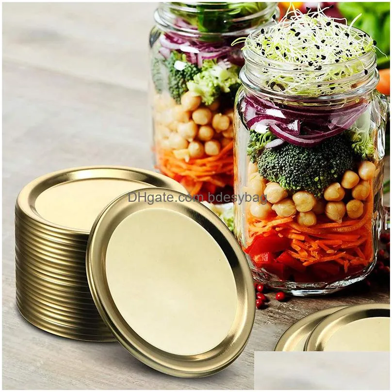 Other Kitchen Tools Mason Jar Lids 100% Fit For Ball Kerr Jars Food Grade Material Split-Type Metal Mouth Canning Bpa Airtight Leak Dr Dhqfp