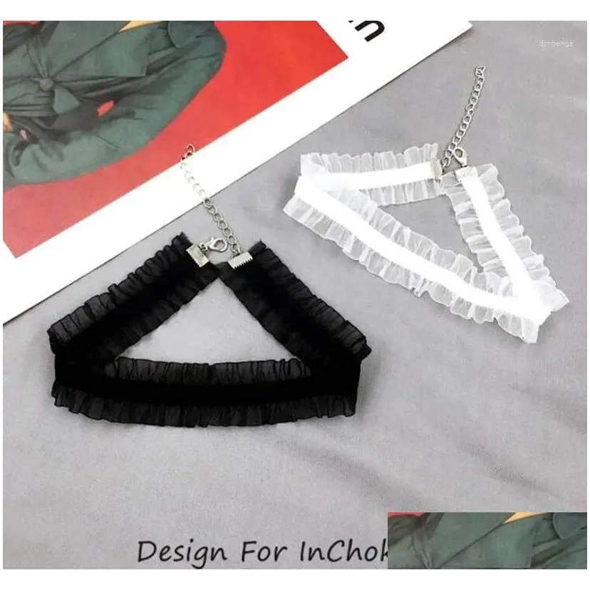 Chokers Choker Gothic Classic Charm Fashion White Collar Women Lace Party Handmade Veet Vintage Necklace For Drop Delivery Jewelry Nec Dhzr3