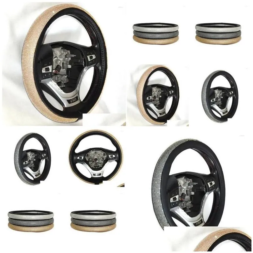 Steering Wheel Covers Steering Wheel Ers Ers Four Seasons General Diamond-Encrusted Car Handle Er Anti-Skid Drop Delivery Mobiles Moto Dhjy2