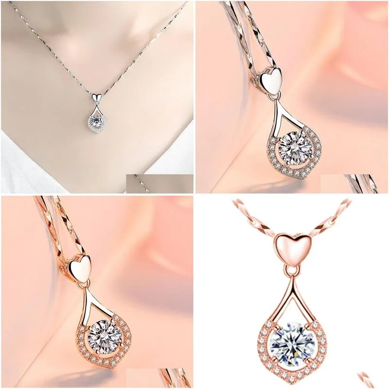 Pendant Necklaces Fashion Love Drop-Shaped Pendant Necklace Tenderness Like Water Zircon High-End Luxury Womens Gift Drop Delivery Jew Dhlho