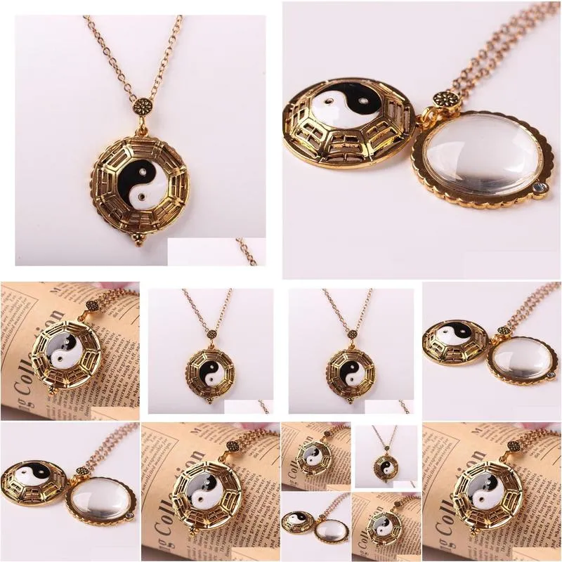 Pendant Necklaces Fashion Exaggerated Magnifying Pendant Necklace Personality Gold Luxury Expanded Mirror Women Men Sweater Drop Deliv Dhi0U