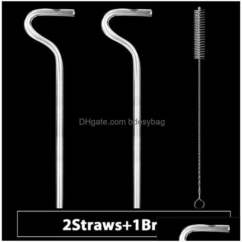 Drinking Straws One Set 2Pcs Sts And 1 Brush Reusable Glass Drinking Anti Wrinkle St Flute Style Design For Engaging Lips Drop Deliver Dh1Zu