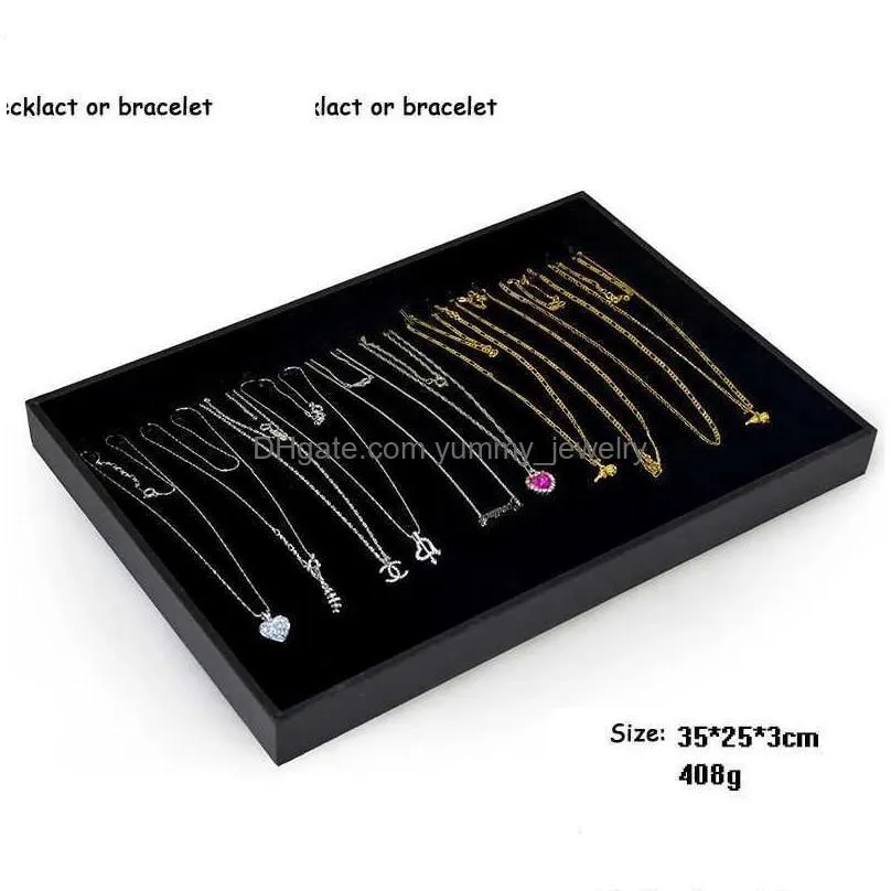 Jewelry Boxes 20 Hooks Display Case Black Veet Pendant Necklace Box Bracelet Bead Chain Storage Organizer Tray 35X24X3 Cm Drop Delive Dho6C