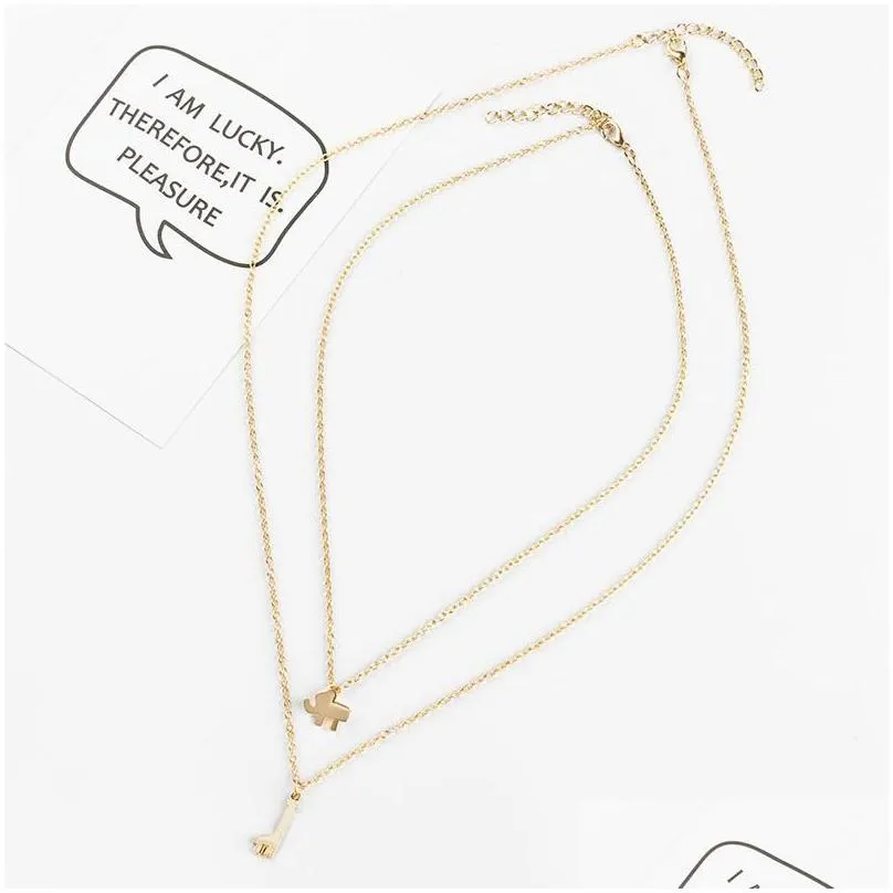 Pendant Necklaces Mtilayer Necklaces Elephant Giraffe Jewelry Gift Double Chain Choker Necklace Drop Delivery Jewelry Necklaces Pendan Dht0I