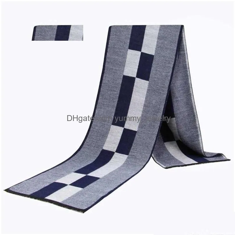 Scarves Men Scarfs Luxury Brand Plaid Cashmere Scarf For Winter Warm Neckerchiefs Business Long Pashmina Holiday Mens Drop Delivery Dhofk