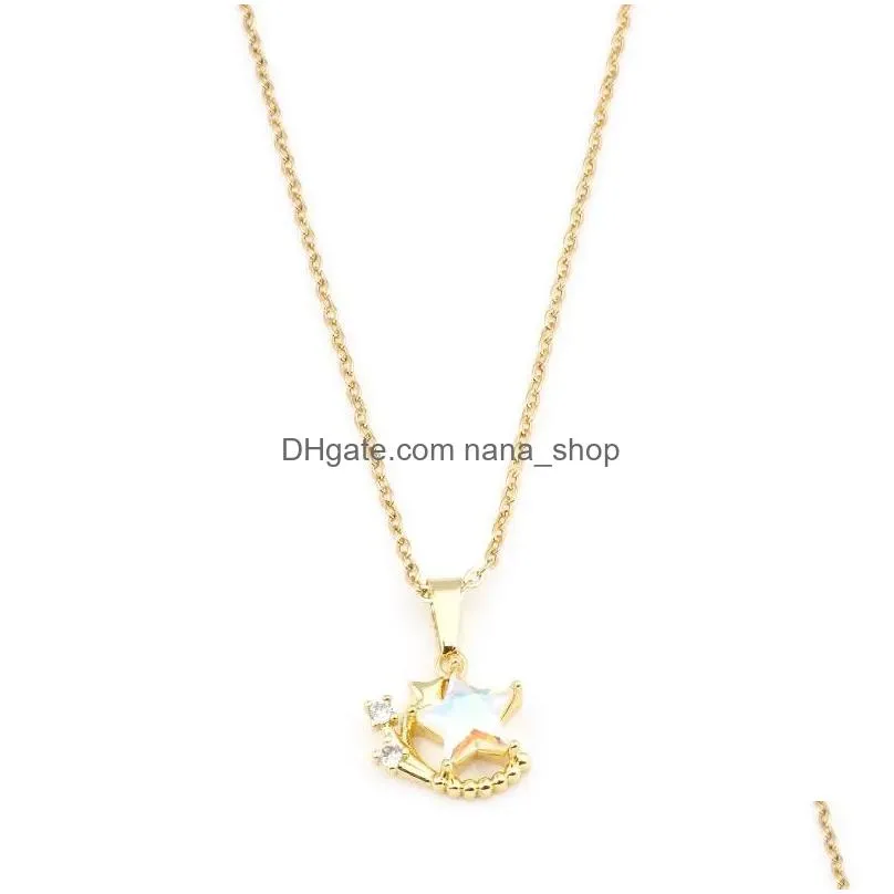 Pendant Necklaces Stainless Steel Galaxy Link Chain Necklace Gold Color Metal Sun Moon Pendants With Lobster Claw Clasp Jewelry Drop Dhoq9