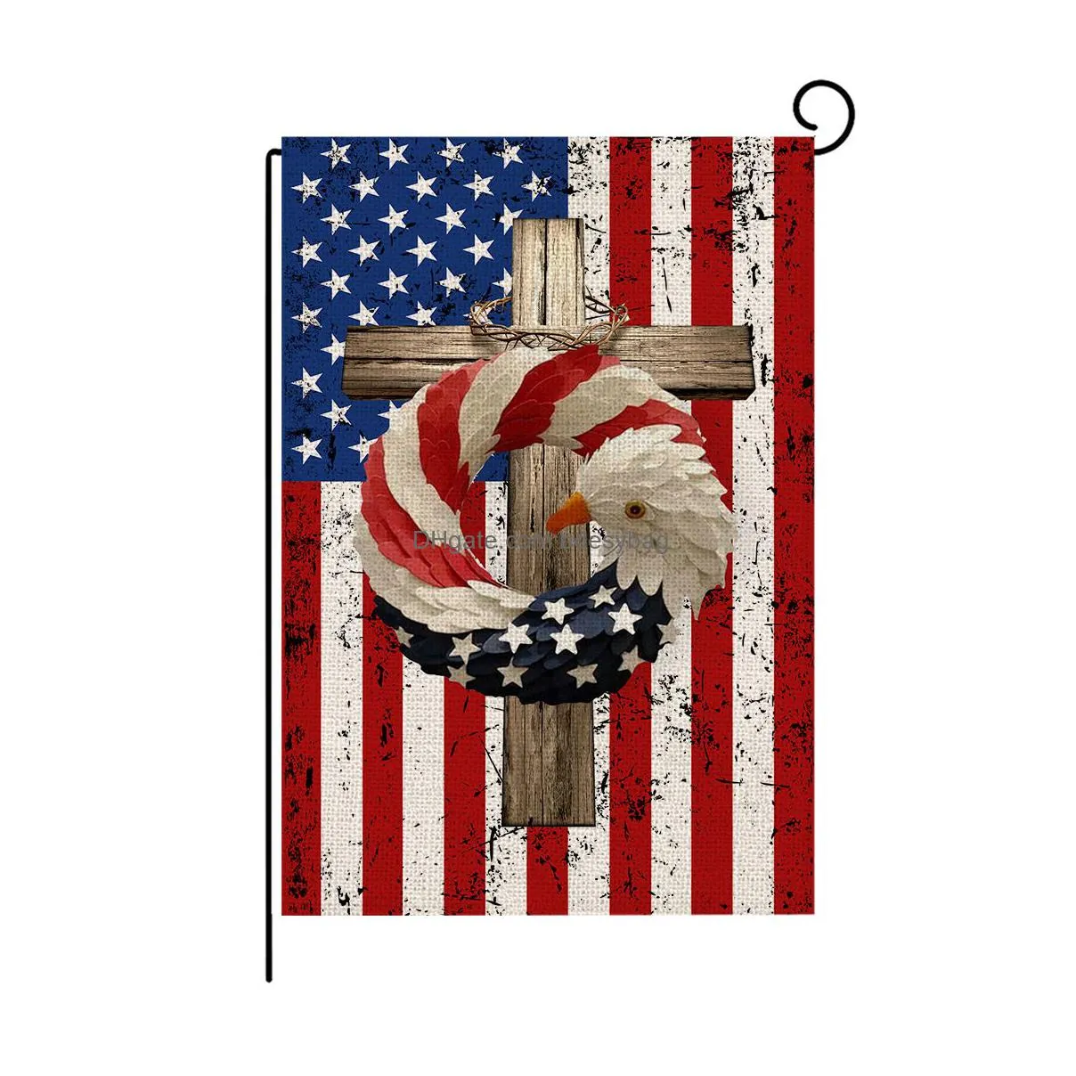 Banner Flags Patriotic Independence Day Garden Flag 4Th Of Jy Memorial American Burlap For House Yard Outdoor Drop Delivery Home Garde Dh1Pd