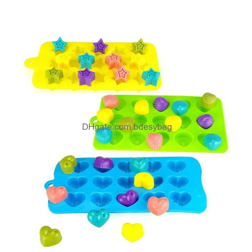 Baking Moulds Sile Baking Mods Cake Candy Dessert Chocolate Maker Tray Star Shell Heart Gummy Bakery Kitchen Drop Delivery Home Garden Dhvkc