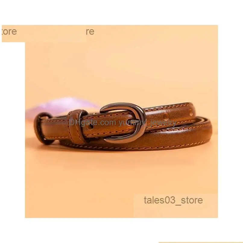 Belts High Quality Strap Women Leather Fashion Female Thin Belt Trouser % Genuine Ladies On Dresses 3 Colors Drop Delivery Dhstb