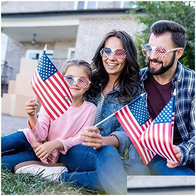 Banner Flags American Flag Shutter Shades Glasses Usa Patriotic Plastic Sunglasses For Memorial Day Independence Red Blue And Drop Del Dhl4H