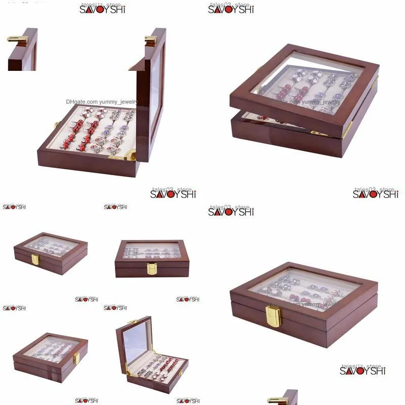 Jewelry Boxes Glass Cufflinks Box For Men High Quality Painted Wooden Collection Display Storage 12Pairs Capacity Drop Delivery Dhi3S