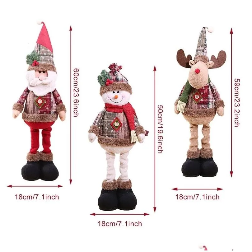 Christmas Decorations Christmas Dolls Big Size 50Cm 60Cm Santa Claus Snowman Elk Toys Xmas Figurines Gift For Kid Tree Ornament Navida Dhdcn