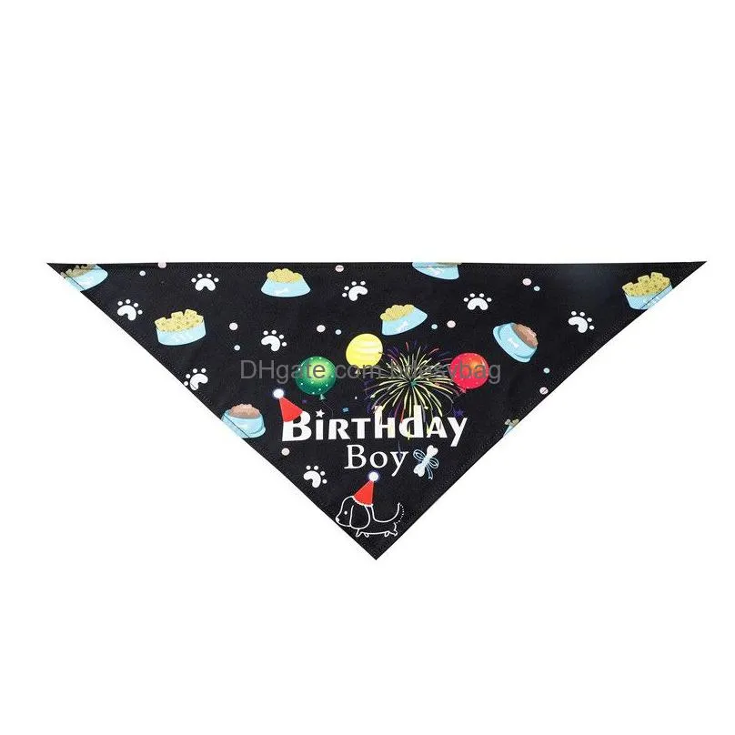 Dog Apparel Puppy Birthday Saliva Scarf Blue Pink Boy Girl Pets Triangle And Head Wear Custume Drop Delivery Home Garden Pet Supplies Dh3Hy