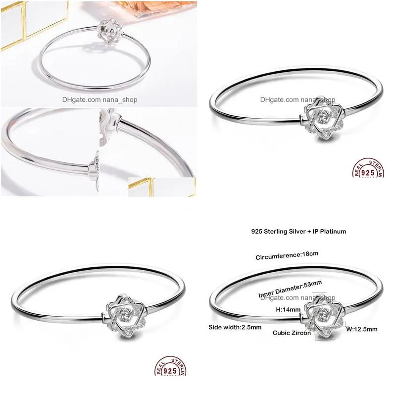 Bangle Fine Jewelry Authentic 925 Sterling Sier Star Cubic Zircon Cuff Bangles For Elegant Women Kfb773-T Bangle Drop Delivery Jewelr Dhas5