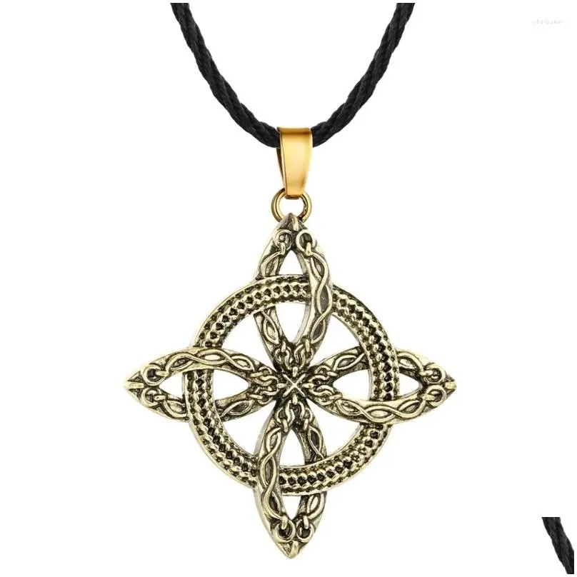 Pendant Necklaces Vintage Cross Overcoming Grass Slavic Amet Fern Flower Protect Against Illnesses Necklace Jewelry For Gift Drop Del Dh5Yf