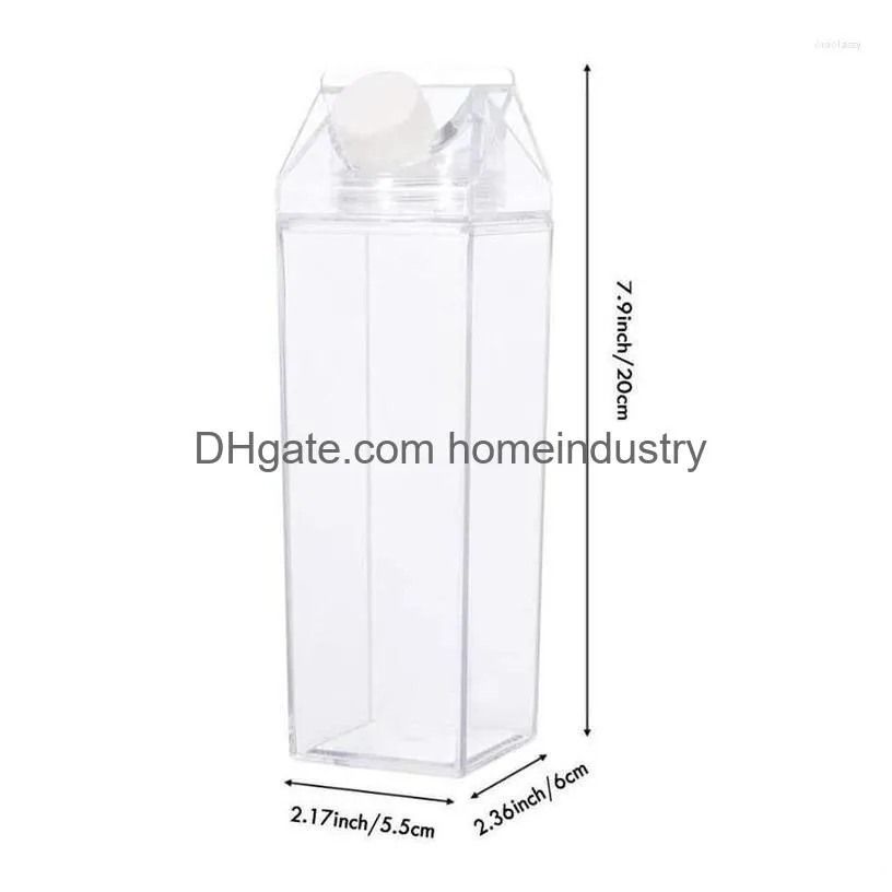 Water Bottles 500Ml Plastic Clear Milk Carton Bottle Reusable Juice Transparent Sport Leakproof Cup2023 Box Drinking S8H9 Drop Delive Dhu5L