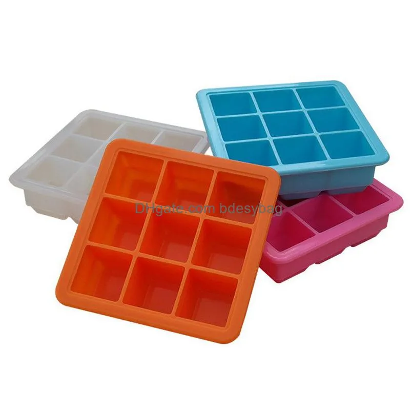 Other Bar Products Bar Ice Mold 9 Grid Food Grade Sile Ices Tray Mod With Lid Square Shape Kitchen Tavern Accessories Drop Delivery Ho Dhwja