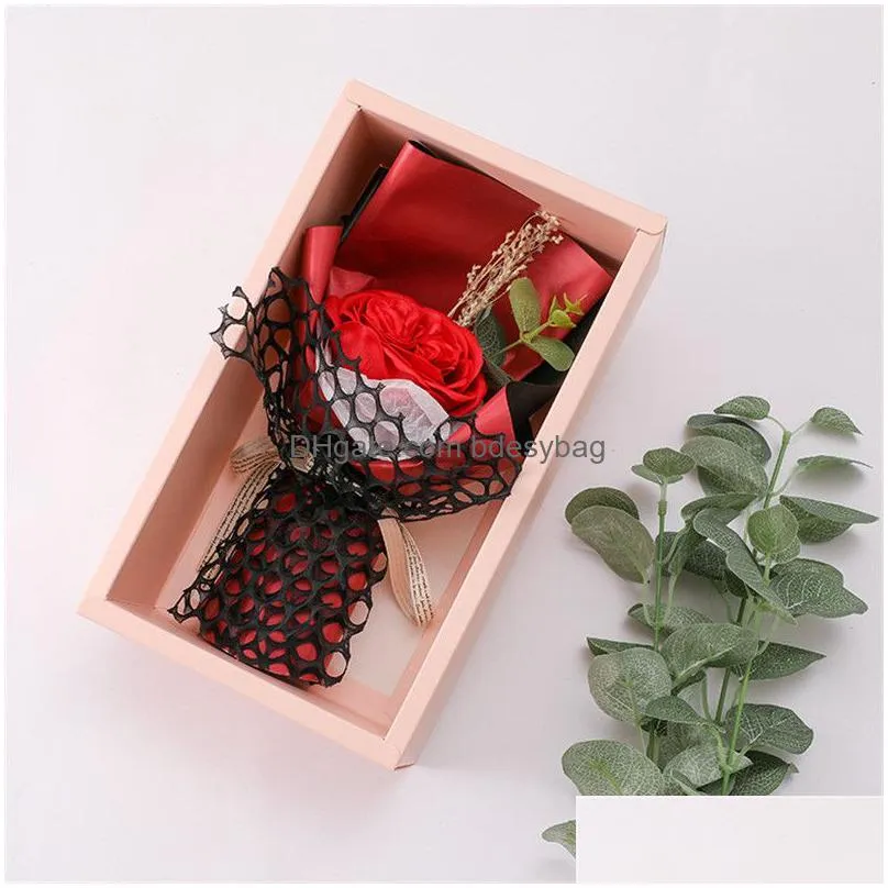 Decorative Flowers & Wreaths Soap Flower Gift Box Valentine Day Simation Mother Wedding Birthday Boxes Present Drop Delivery Home Gard Dhnv4