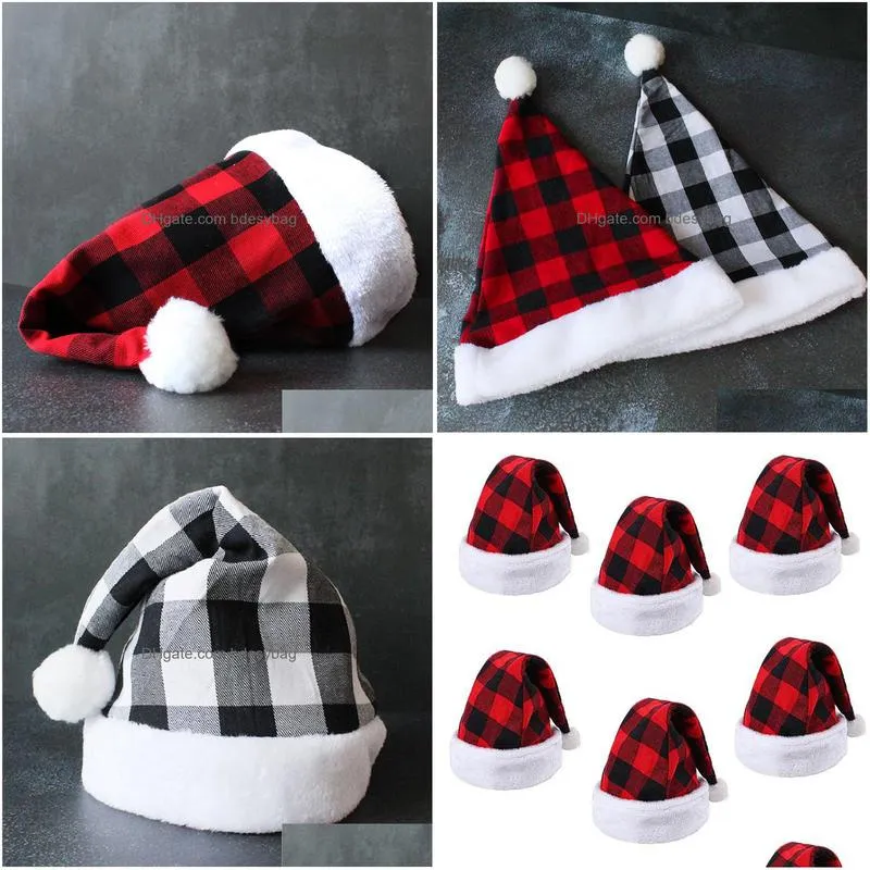 Party Hats Christmas Grid Hat Luxurious P Santa Claus Hats Suitable For Party And Holiday Event Decorations Drop Delivery Home Garden Dhxao