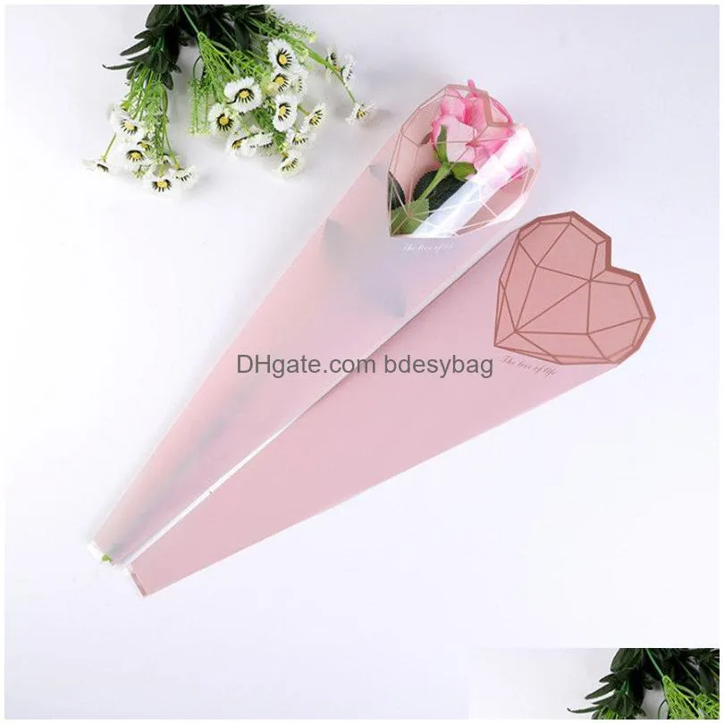 Other Festive & Party Supplies 20Pcs/Set Single Flower Wrap Bag Plastic Transparent Paper Valentine Day Rose Opp Floral Packaging Bags Dhke4