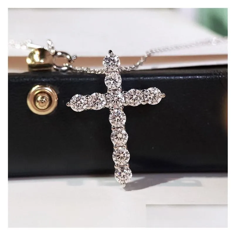 Pendant Necklaces Cross Necklaces Fashion Simple Diamond Pendant Necklace Versatile Clavicle Drop Delivery Jewelry Necklaces Pendants Dhroq