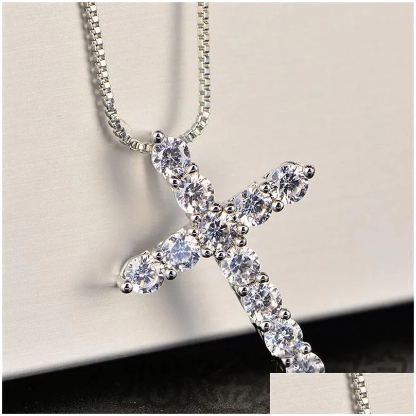 Pendant Necklaces Cross Necklaces Fashion Simple Diamond Pendant Necklace Versatile Clavicle Drop Delivery Jewelry Necklaces Pendants Dhroq