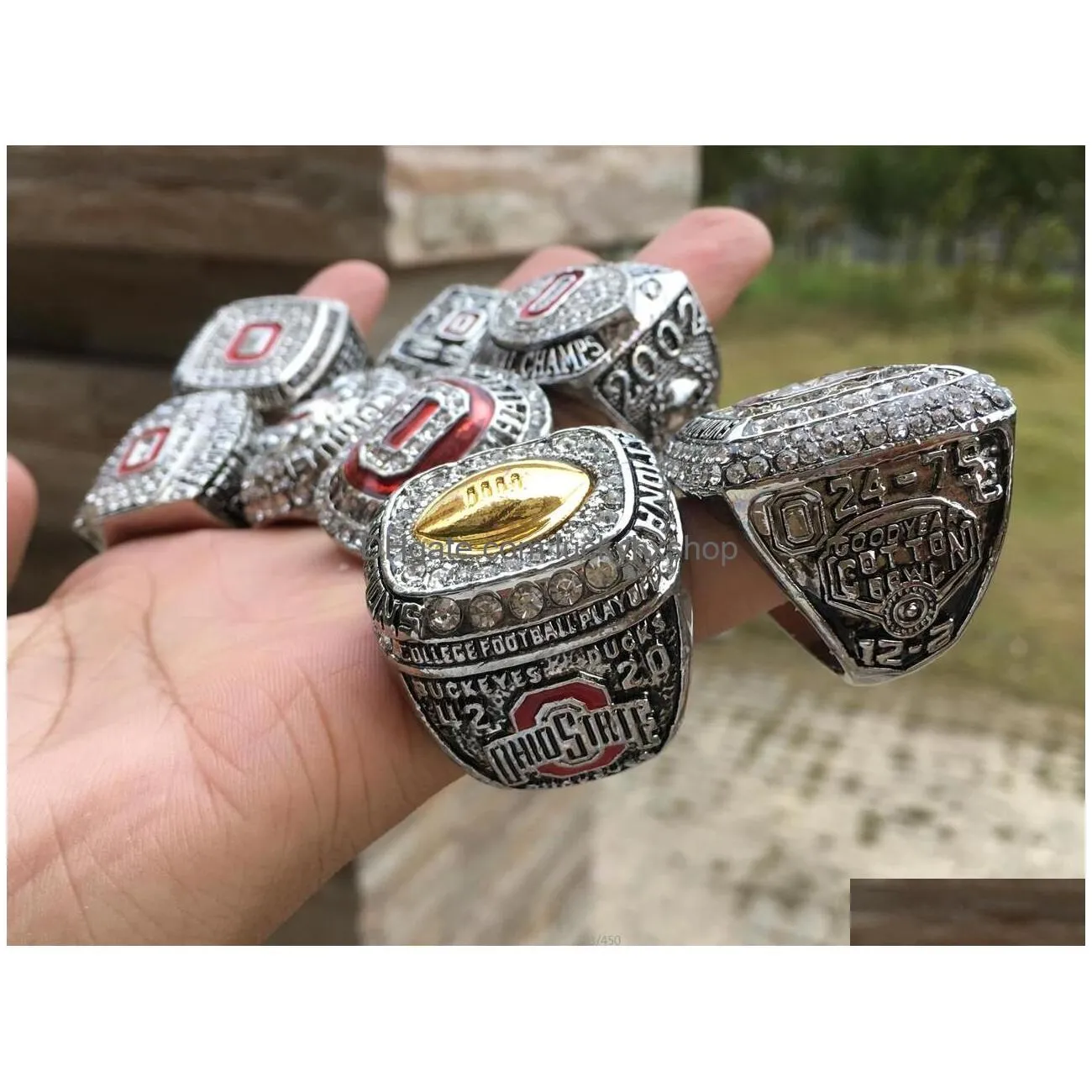 17pcs ohio state buckeyes national champion championship ring set solid men fan brithday gift wholesale drop shipping