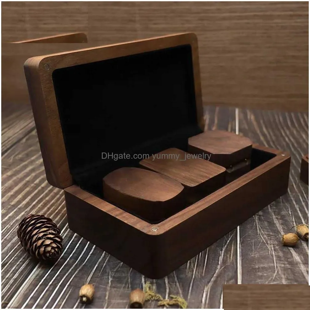 Jewelry Boxes Large Black Walnut Box Personalized Wooden Storage Sundries Collection Cosmetics Packaging Gift Souvenir Case Drop Deli Dhimr