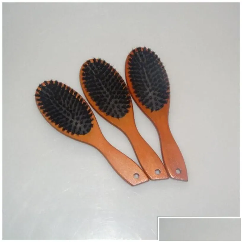 Hair Brushes Natural Boar Bristle Hairbrush Mas Comb Anti-Static Scalp Paddle Brush Beech Wooden Handle Styling Tool For Mens Drop Del