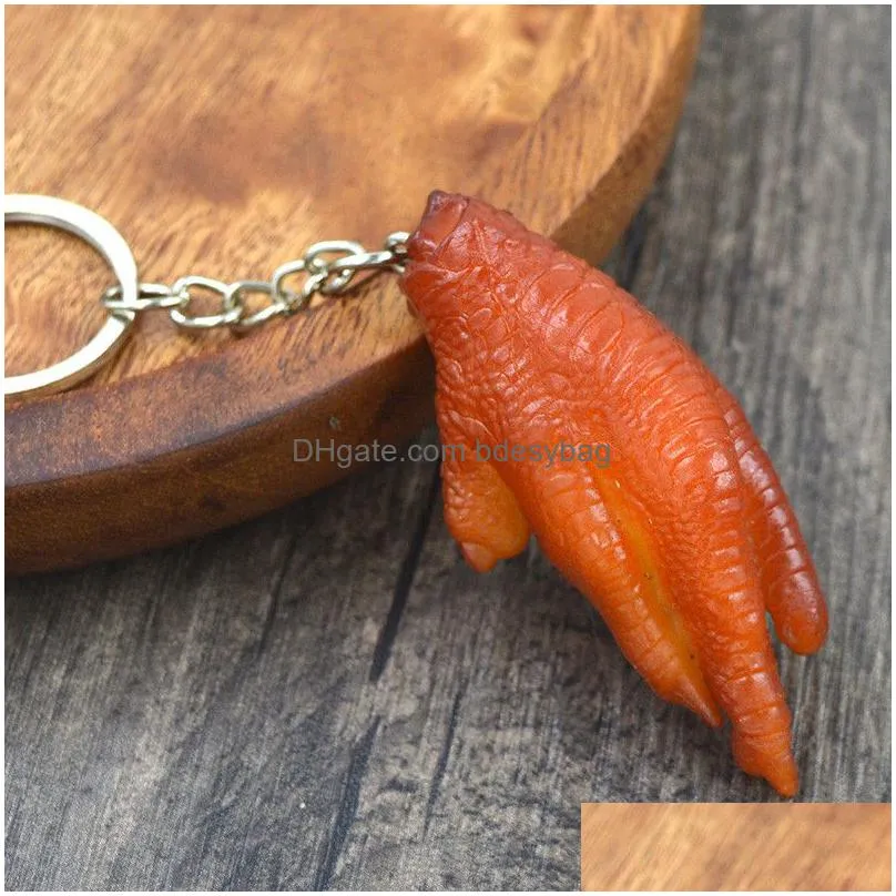 Novelty Items Braised Pork Key Chains Pvc Simation Food Keychain Pigs Trotters Chicken Wings Soy-Braised Artificial Keys Drop Delivery Dhmcy