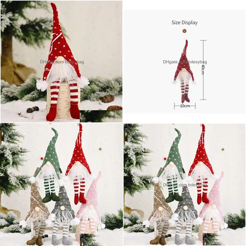 Christmas Decorations Christmas Tree Wool Gnome Doll Pendants Forest Old Man Ornaments Knitting Crafts Kids Gift Xmas Party Decoration Dhpfh