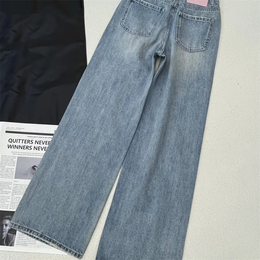 Women`s jeans designer pants classic and minimalist European and American full letter hot diamond high waisted casual daily versatile