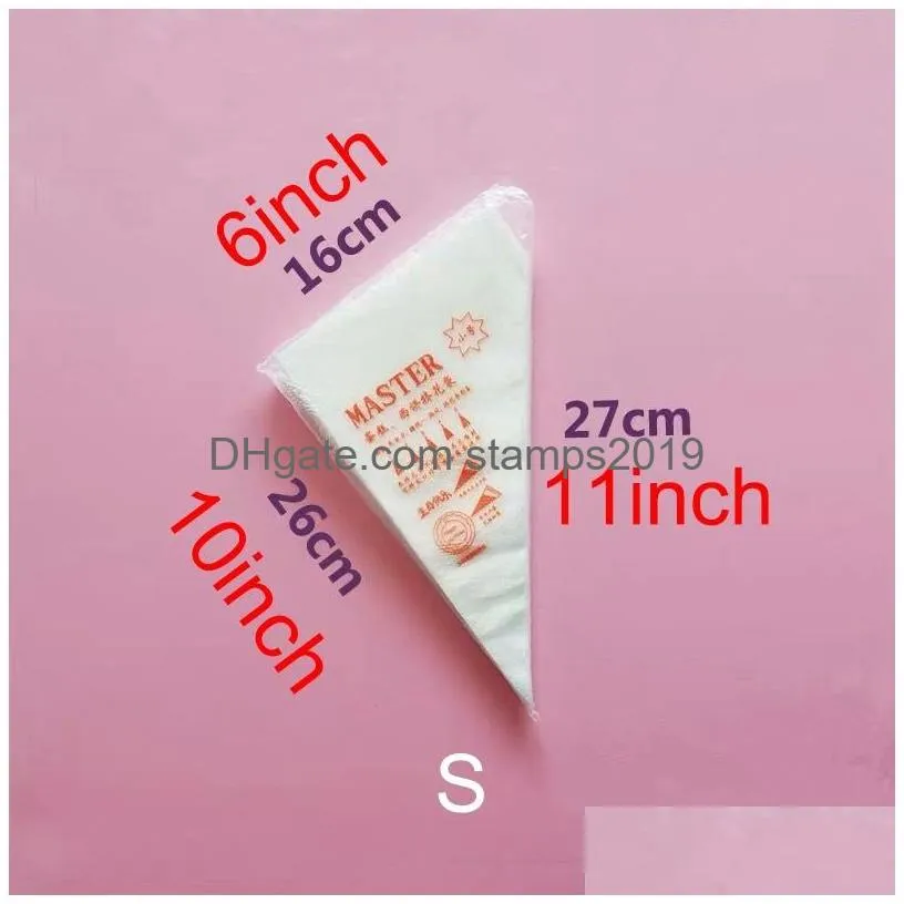 100pcs/set plastic pastry bag cake tools diy icing piping thicken disposable cream bags cakes baking decorating tool s m l wly bh4745