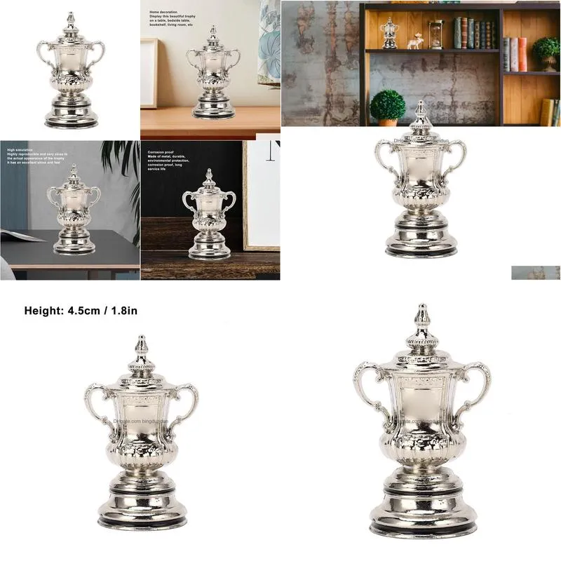 decorative objects figurines football trophy cup model high simulation metal league ornaments decor 230815