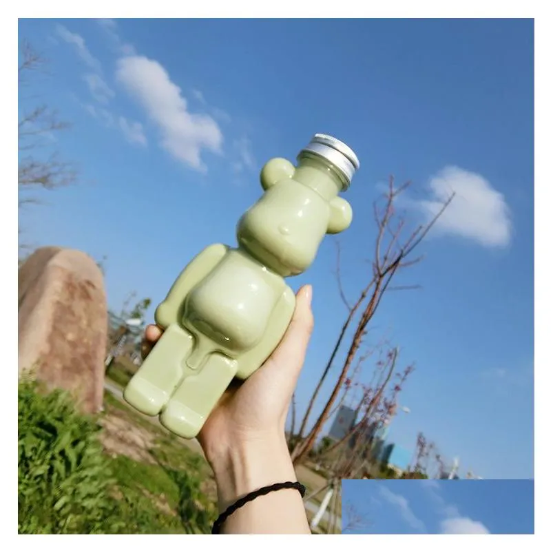 400-700ml cartoon bearbrick water bottle kawaii plastic drinking bottles water cups nail art diy jewelry bear storage bottle