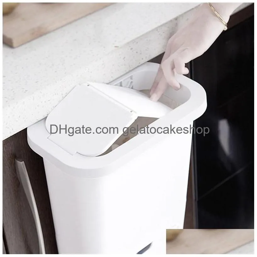 cabinet mounted trash can wall-mounted kitchen garbage bin dustbin with lid vj-drop lj200815