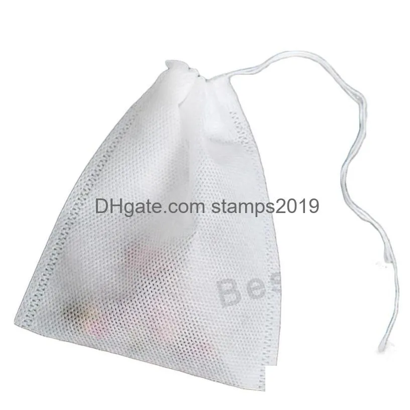 100pcs/lot 60x80mm teabags tools non woven drawstring empty scented spice bags heal seal filter bag herb loose tea leaves strainer dbc